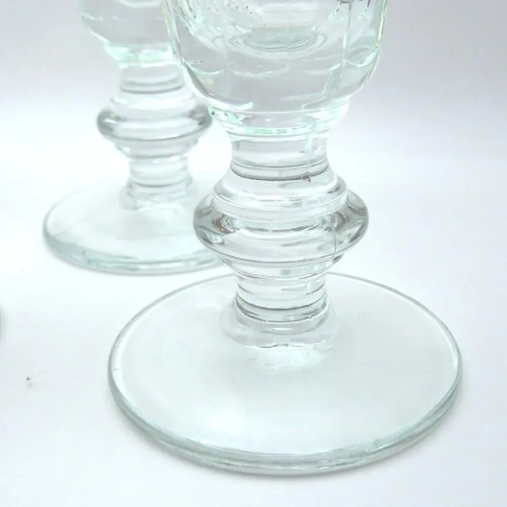 Vintage Footed Small Goblets Clear Glass Dessert Cocktail Flutes Set of 4